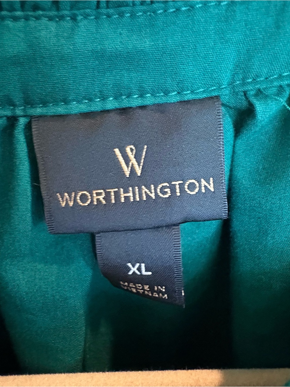 Worthington Deep Green Cotton Blend Balloon Sleeve Blouse - Picture 2 of 8